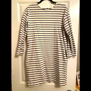 Uniqlo white with navy stripe shirt dress